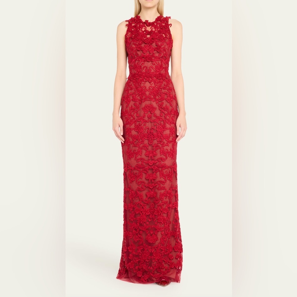 MARCHESA***Guipure Red Lace Evening Gown***US 4,6***$1095 - Picture 2 of 11